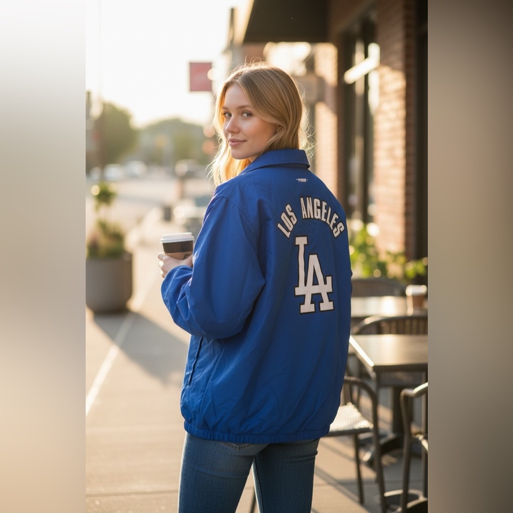 Los Angeles Dodgers MLB Pro Royal Blue Full Snap Starter Baseball Coaches Jacket